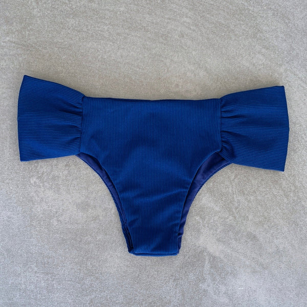 Mediterranean Sea Ribbed Classy Cheeky Bikini Bottom-0