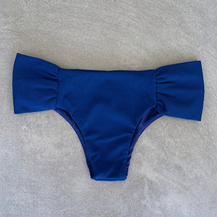 Mediterranean Sea Ribbed Classy Cheeky Bikini Bottom-0