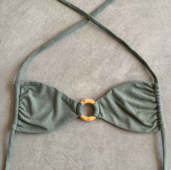 Seashore Textured Fern Green Kayla Bikini Top-0
