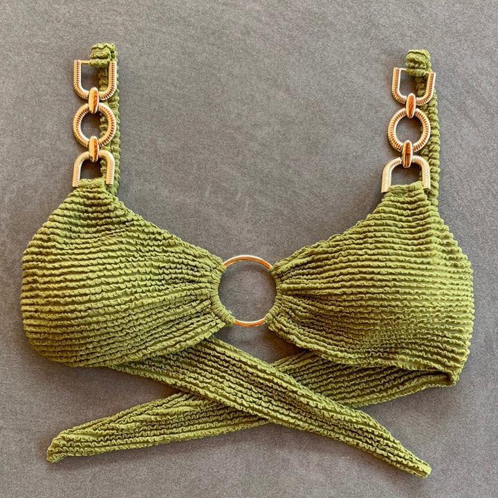 Pistachio Green Textured Mari Bikini Top-2