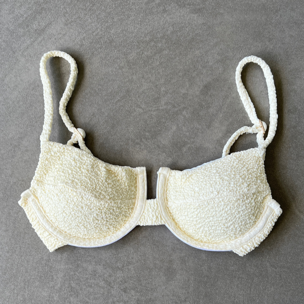 Buttercream Beehive Textured Panneled Bikini Top-0