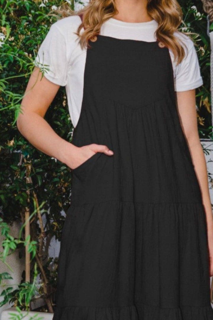 ODDI Full Size Sleeveless Tiered Midi Dress-2