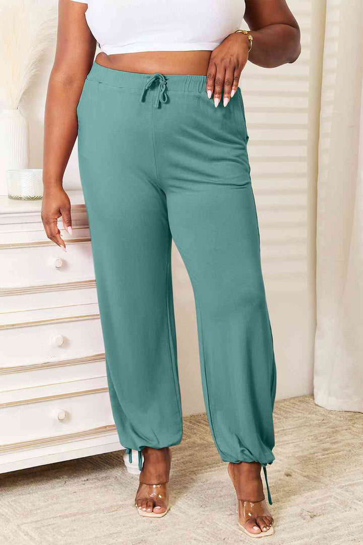 Basic Bae Full Size Soft Rayon Drawstring Waist Pants with Pockets-1