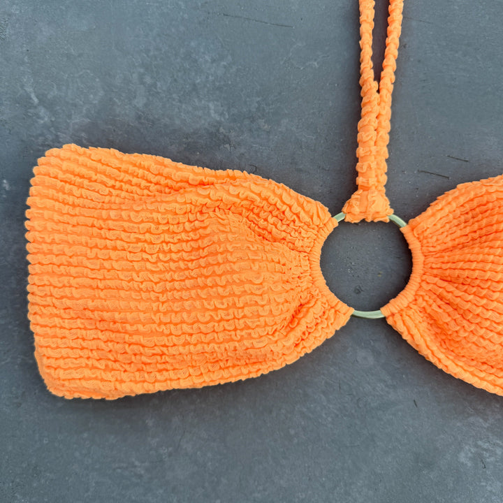 Energy Orange Textured Strapless Bikini Top-1