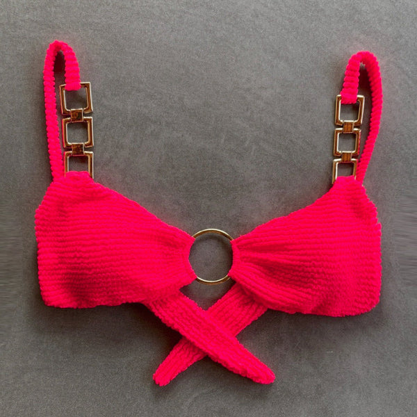 Electra Red Textured Mari Bikini Top-0