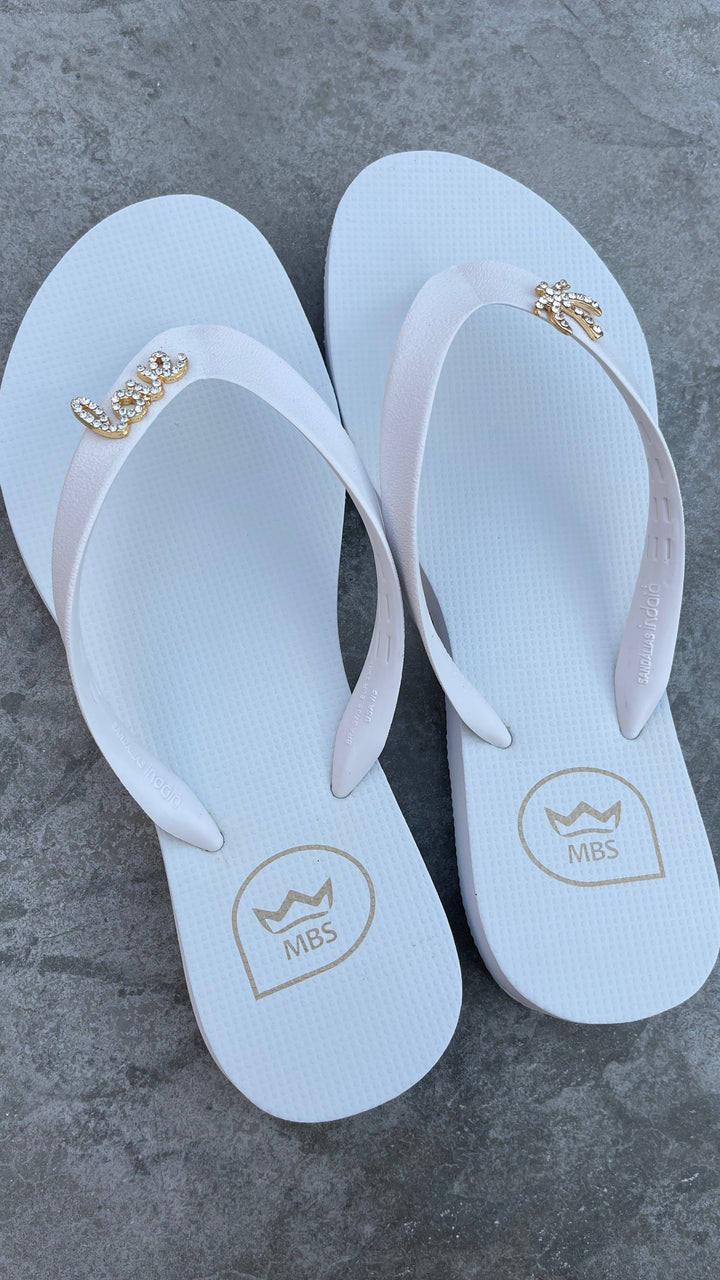 White Love Palm Trees Flip Flops-3