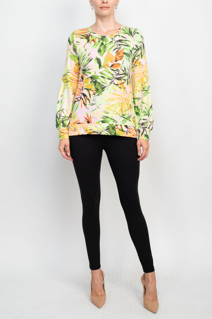 Adyson Parker Crew Neck Long Sleeve Multi Print Banded Knit Top-4