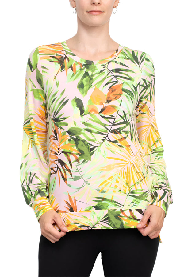 Adyson Parker Crew Neck Long Sleeve Multi Print Banded Knit Top-0
