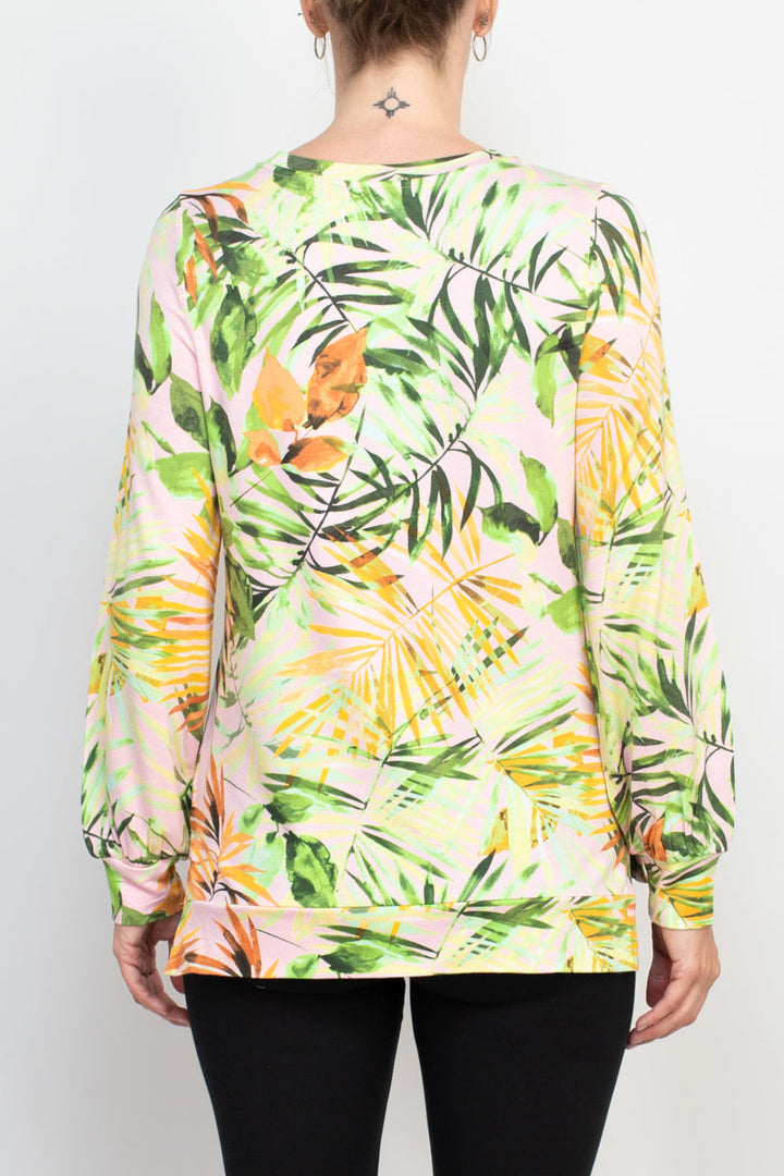 Adyson Parker Crew Neck Long Sleeve Multi Print Banded Knit Top-2