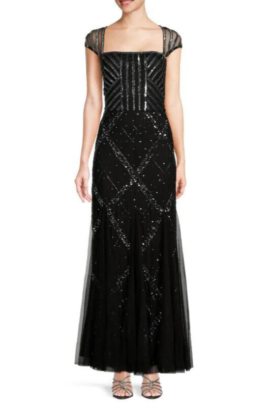 Adrianna Papell Women's Beaded Cap Sleeve Gown - Wholesale-0