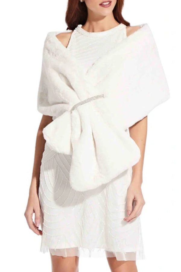 Adrianna Papell Faux Fur Wrap ( Plus Size )-0