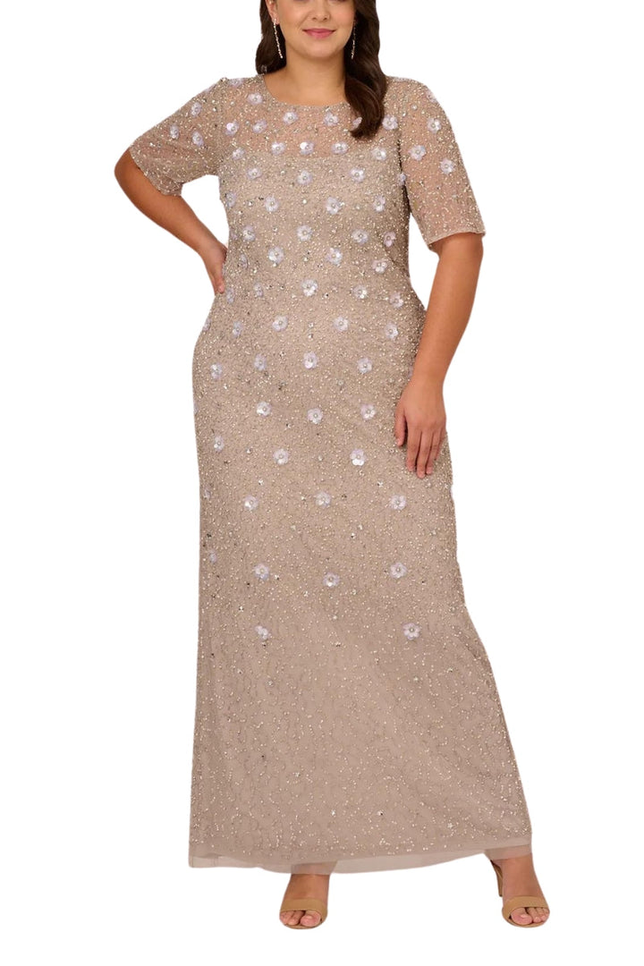 Adrianna Papell beaded mesh sheath dress (Plus Size) - Wholesale-0