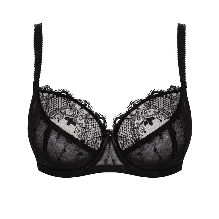 Sheer Lace Full Figure Bra Aurora Black-2