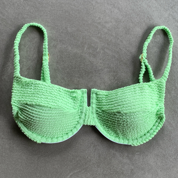 Minty Haze Textured Panneled Bikini Top-0