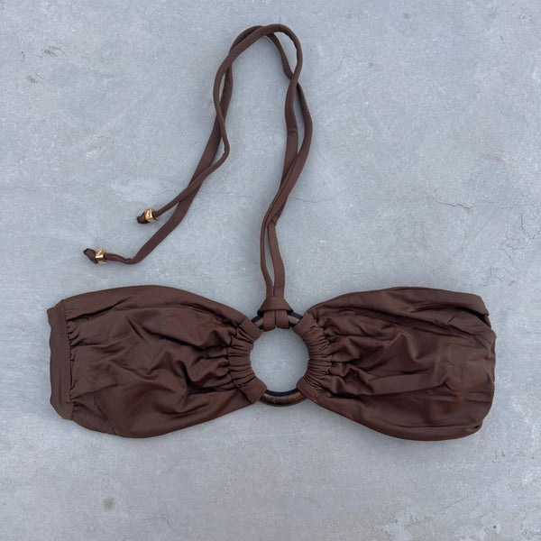 Cocoa Brown Strapless Bikini Top-0
