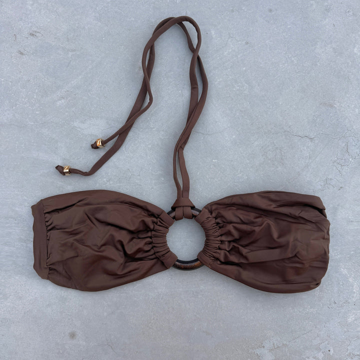Cocoa Brown Strapless Bikini Top-0