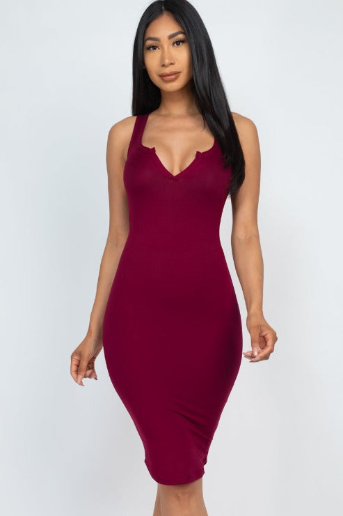 Split Neck Tank Mini Bodycon Dress (CAPELLA)-6