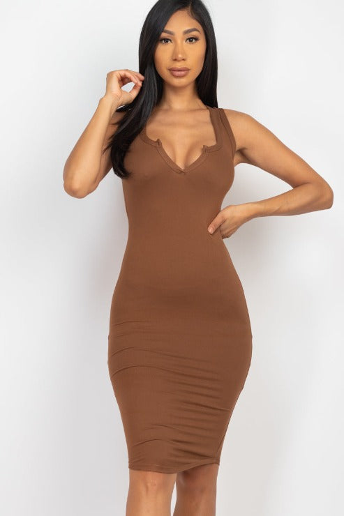 Split Neck Tank Mini Bodycon Dress (CAPELLA)-7