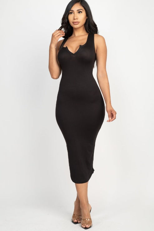 Split Neck Tank Midi Dress (CAPELLA)-6