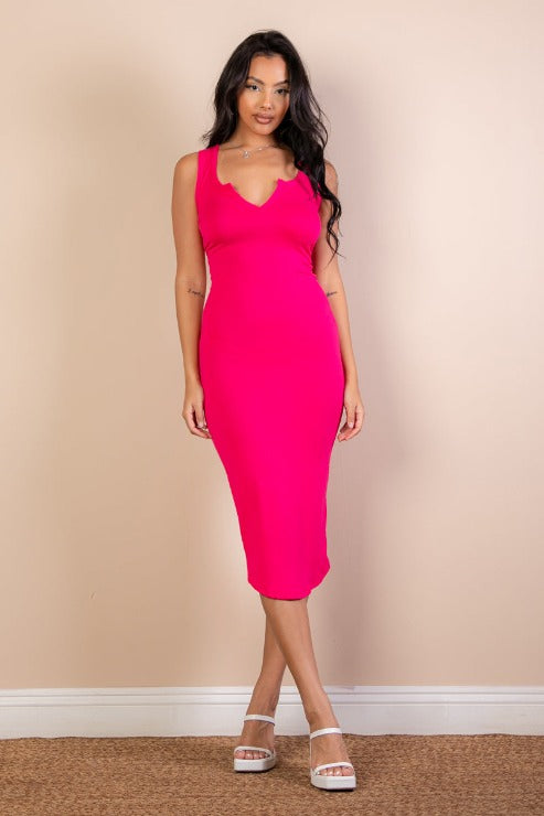 Split Neck Tank Midi Dress (CAPELLA)-4