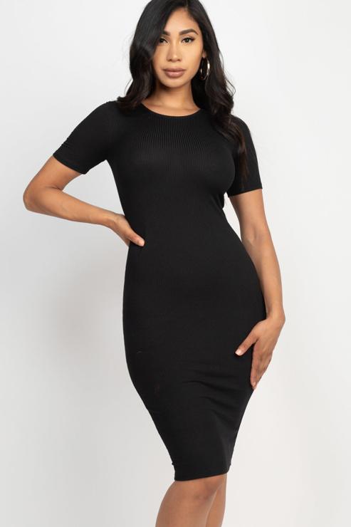Ribbed Bodycon Midi Dress (CAPELLA)-4