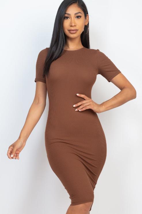 Ribbed Bodycon Midi Dress (CAPELLA)-5