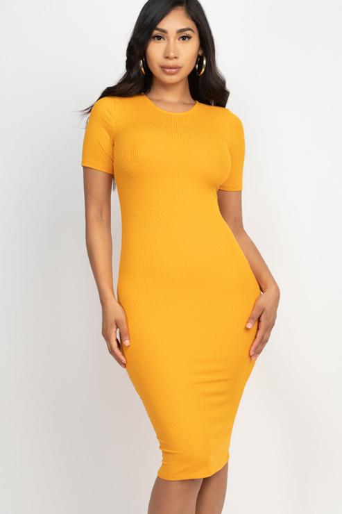 Ribbed Bodycon Midi Dress (CAPELLA)-6