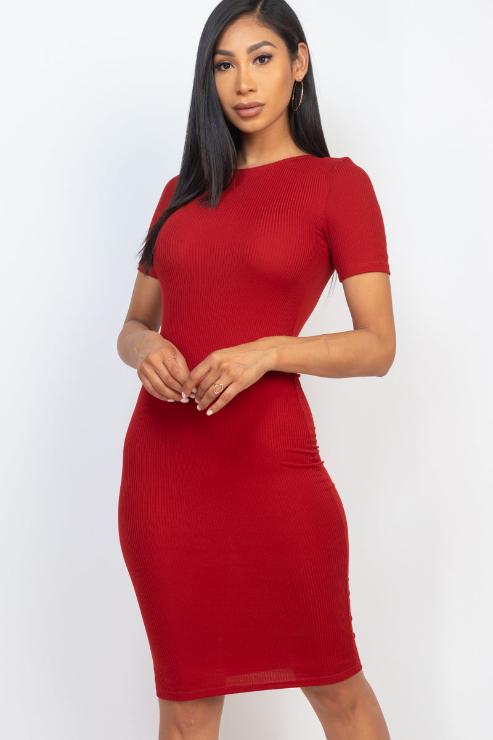 Ribbed Bodycon Midi Dress (CAPELLA)-9