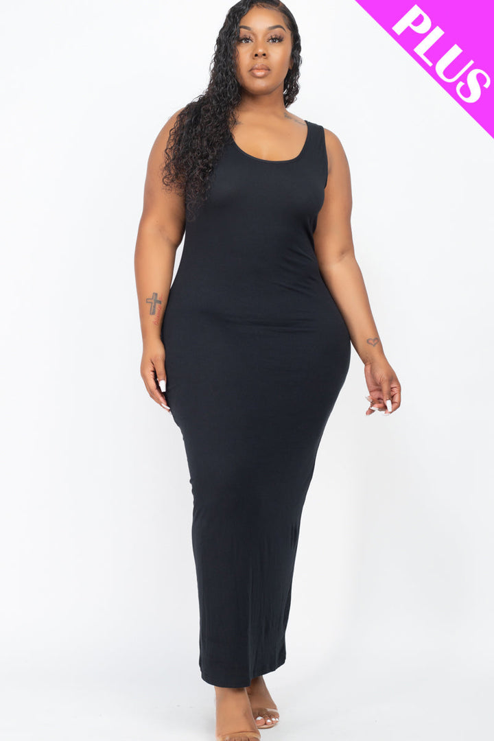 Plus Size Solid Basic Maxi Dress (CAPELLA)-5