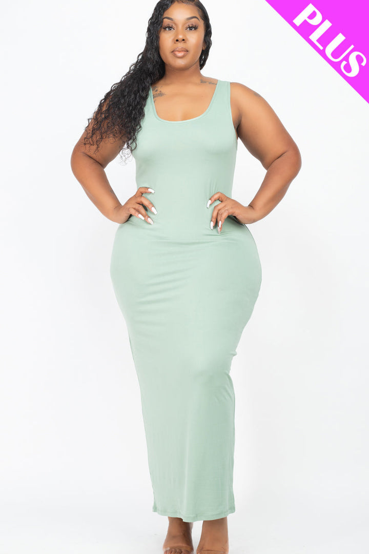 Plus Size Solid Basic Maxi Dress (CAPELLA)-11