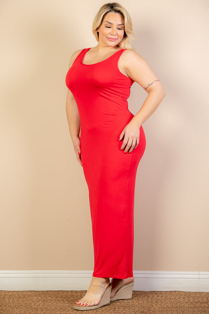 Plus Size Solid Basic Maxi Dress (CAPELLA)-1