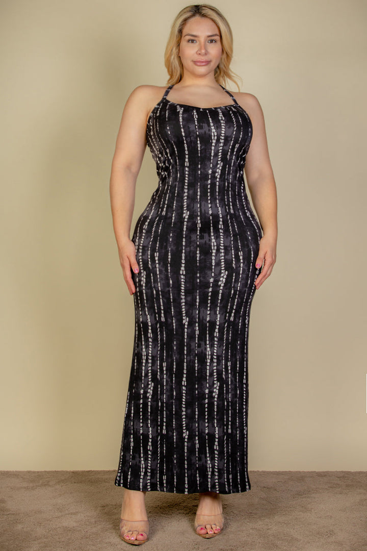 Plus Size Tie Dye Printed Cami Bodycon Maxi Dress (CAPELLA)-4