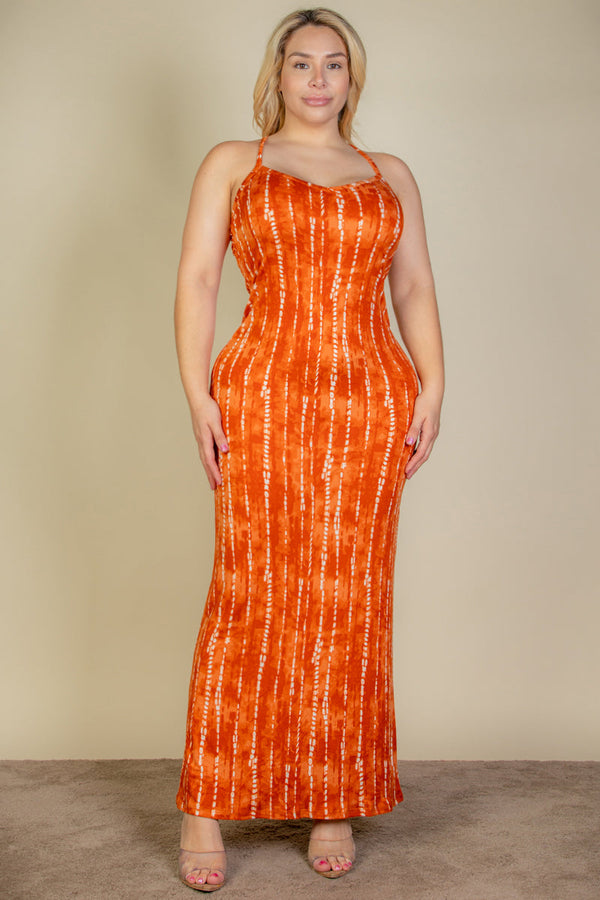 Plus Size Tie Dye Printed Cami Bodycon Maxi Dress (CAPELLA)-5