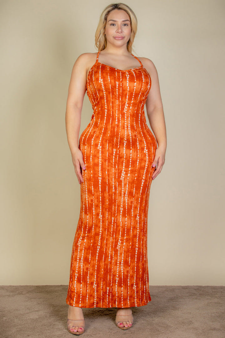Plus Size Tie Dye Printed Cami Bodycon Maxi Dress (CAPELLA)-5