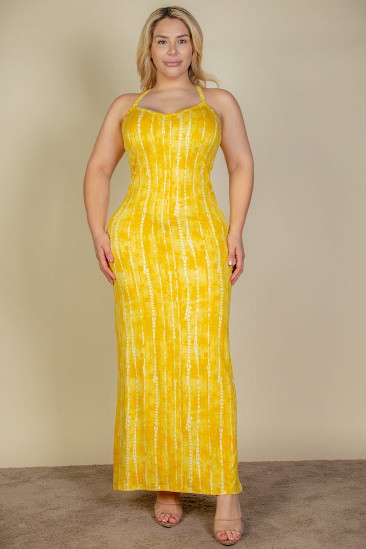 Plus Size Tie Dye Printed Cami Bodycon Maxi Dress (CAPELLA)-0