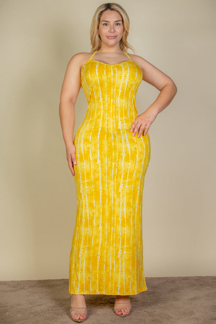 Plus Size Tie Dye Printed Cami Bodycon Maxi Dress (CAPELLA)-1