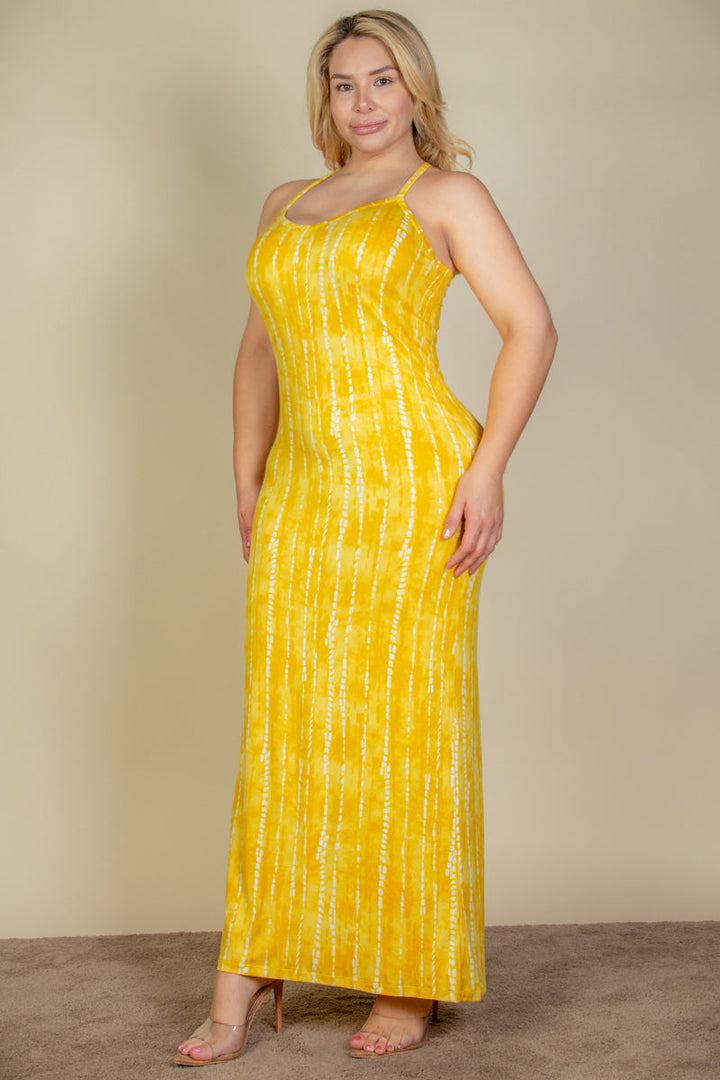 Plus Size Tie Dye Printed Cami Bodycon Maxi Dress (CAPELLA)-2