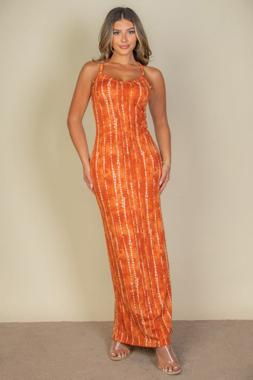 Tie Dye Printed Cami Bodycon Maxi Dress (CAPELLA)-0