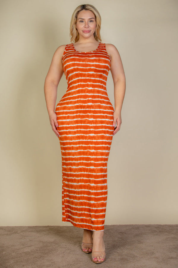 Plus Size Tie Dye Printed Tank Bodycon Maxi Dress (CAPELLA)-5