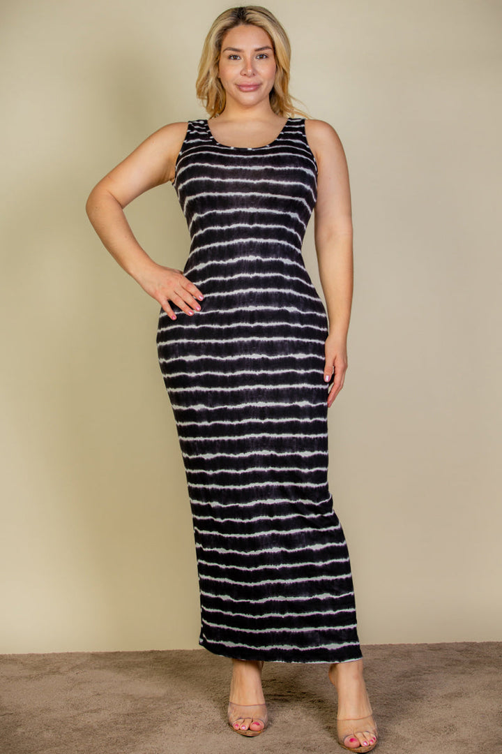 Plus Size Tie Dye Printed Tank Bodycon Maxi Dress (CAPELLA)-4