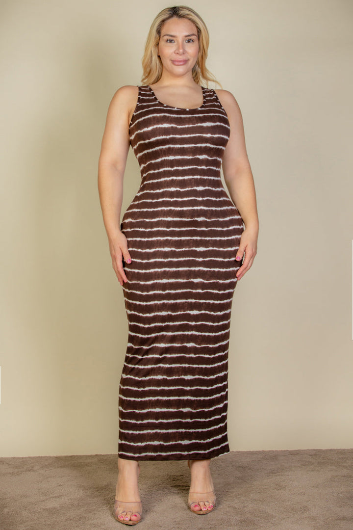 Plus Size Tie Dye Printed Tank Bodycon Maxi Dress (CAPELLA)-1