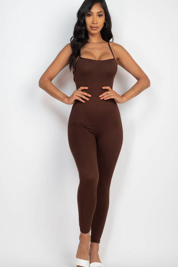 Criss-Cross Open Back Bodycon Jumpsuit (CAPELLA)-5