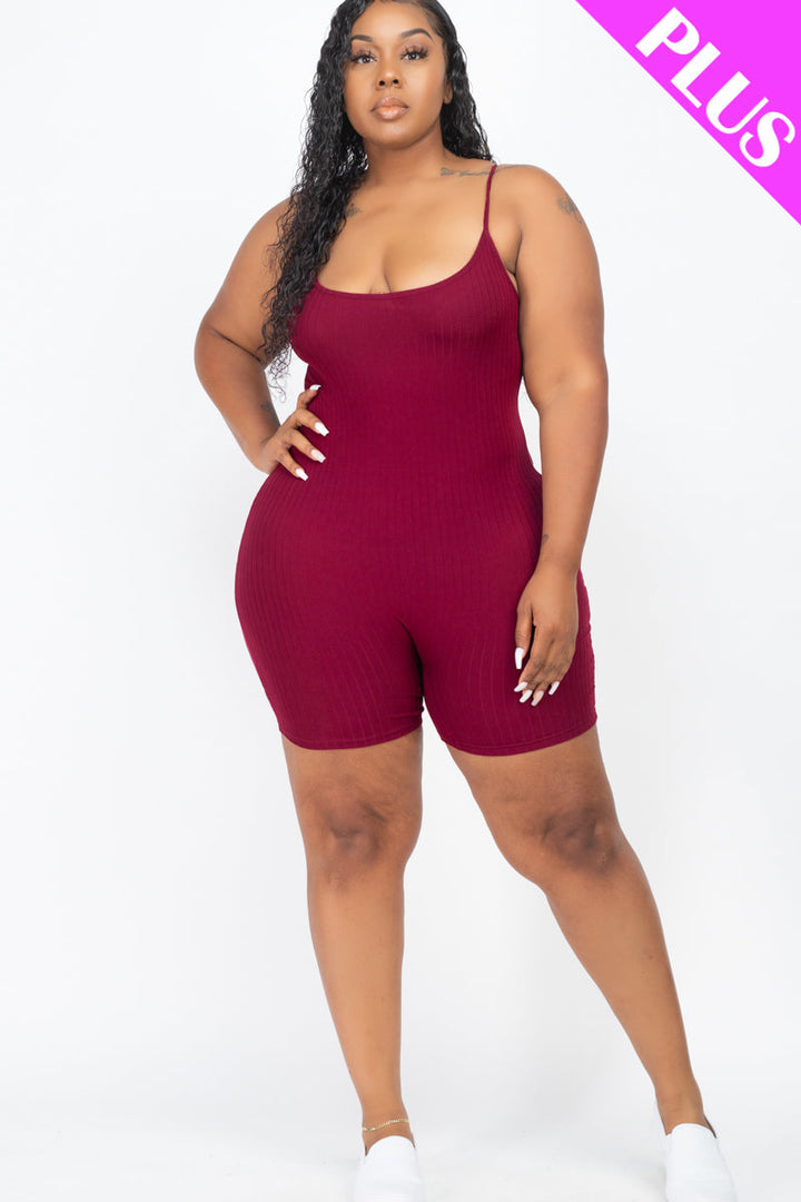 Plus Ribbed Bodycon Romper (CAPELLA)-4