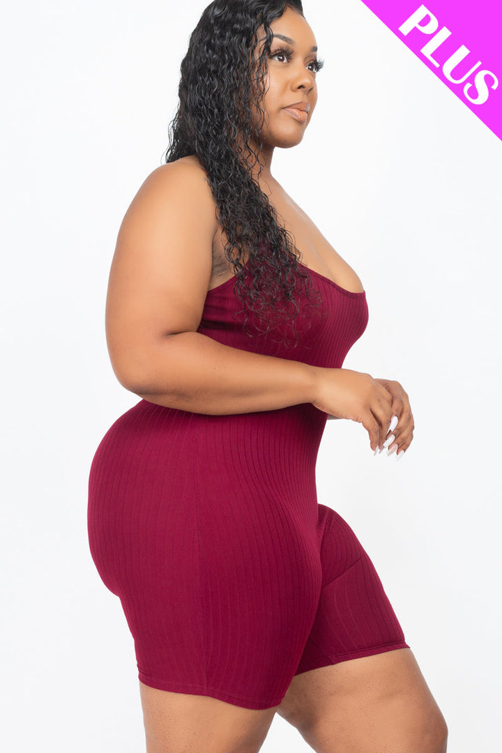 Plus Ribbed Bodycon Romper (CAPELLA)-1