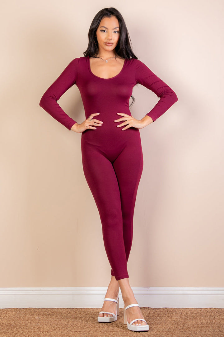 Scoop Neck Long Sleeve Bodycon Jumpsuit (CAPELLA)-6