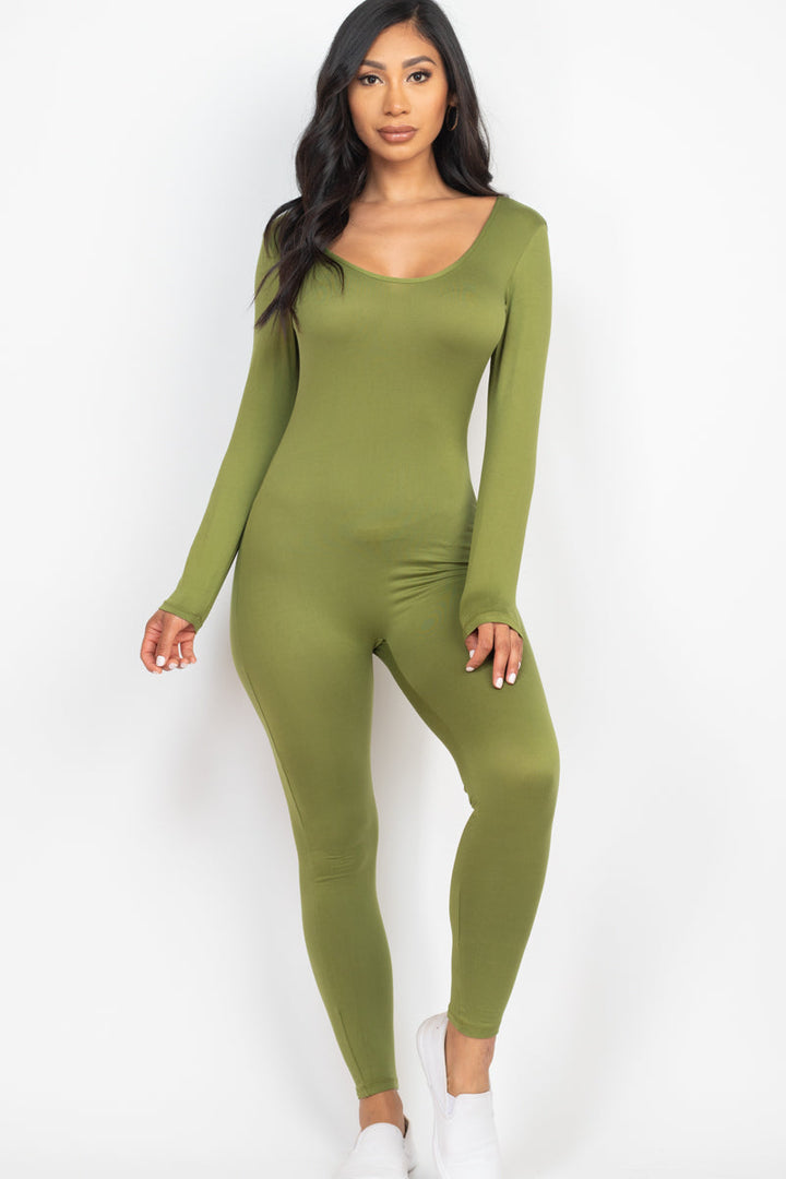 Scoop Neck Long Sleeve Bodycon Jumpsuit (CAPELLA)-9