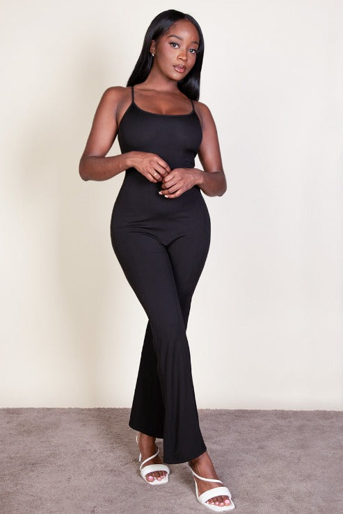 Ribbed Sleeveless Wide Leg Jumpsuit (CAPELLA)-5