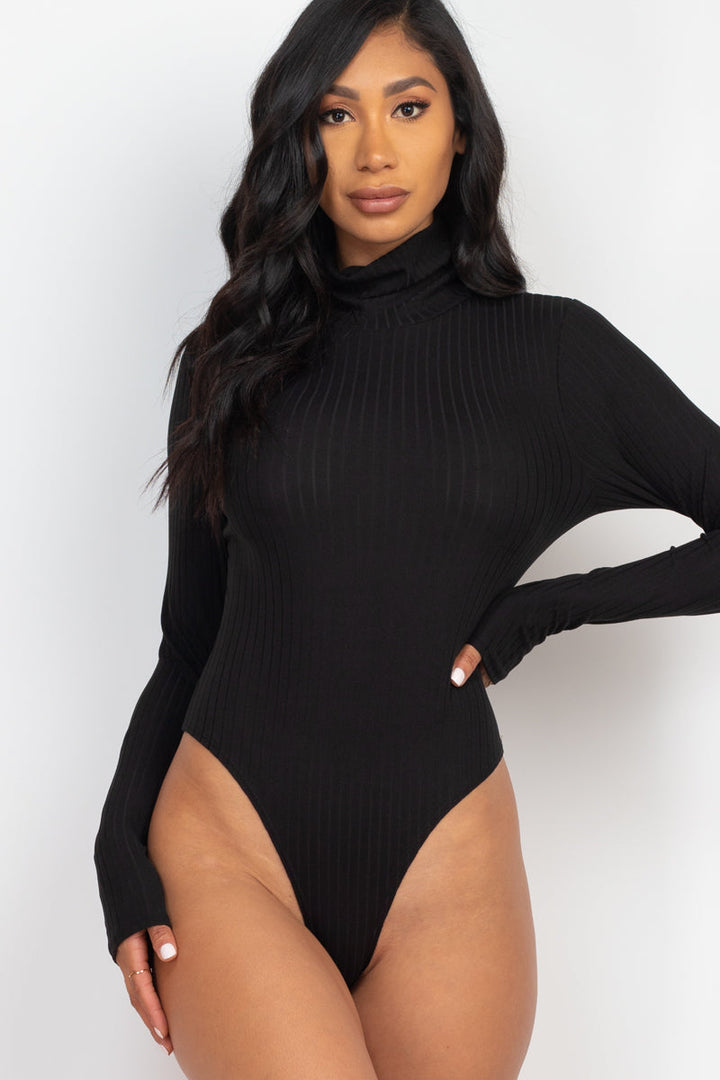 Ribbed Turtle Neck Long Sleeve Bodysuit (CAPELLA)-0