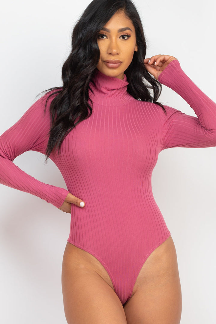 Ribbed Turtle Neck Long Sleeve Bodysuit (CAPELLA)-7