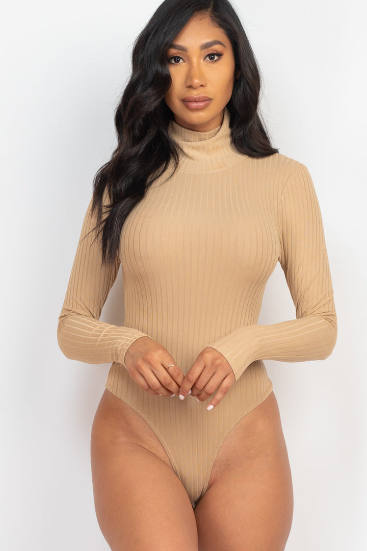 Ribbed Turtle Neck Long Sleeve Bodysuit (CAPELLA)-10